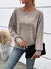 2026 UE/EE. UU. Amazon Otoño/Invierno Nuevo Cómodo Casual Color Sólido Manga Larga Cuello Redondo Patchwork Suéter Superior Camiseta Mujer