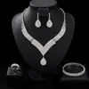Joyería de Moda Europea y Americana Más Vendida Collar Pendientes Pulsera Anillo Joyería Lujosa Pedrería Novia Conjunto Combinado Cadena