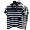 Nueva Camiseta de Verano 2026 para Hombre, Rayas, Cuello Camisero, Manga Corta, Moda, Logo de Caballo Bordado, Polo Casual Transpirable para Hombre