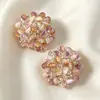 Brincos de Tarraxa Roxo Romântico da Idade Média Femininos Brincos Geométricos de Alta Qualidade 2025 Novos Brincos Elegantes com Flor Francesa para Mulheres