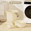 Juego de Cubo de Agua para el Hogar, Lavabo, Cucharón de Agua, Cubo de Plástico Engrosado, Gran Capacidad, Uso Doméstico, Set de Tres Piezas para Baño en Dormitorio de Estudiantes