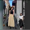 Saia Yamamoto Plissada Estilo Japonês com Design Moderno, Cintura Elástica, Saia Evasê Emagrecedora, Estilo de Hong Kong, Vibe Relaxada, Meia-Saia Única
