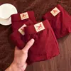 Boa Sorte no Ano do Cavalo Cuecas Boxer Masculinas 100% Algodão Antibacterianas com Caractere "" Bordado, Vermelho Festivo, um Item Essencial para Casamentos e o Ano do Signo do Zodíaco