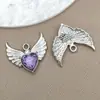 Estilo Coreano Aleación de Zinc Corazón Alas Incrustado Circonita Colgante Pequeño Colgante DIY Joyería Hecha a Mano Material Accesorios Venta al por Mayor
