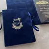 Caja de Regalo de Terciopelo de Alta Gama, Invitaciones de Boda de Terciopelo, Invitaciones con Patrón Personalizado Estampado en Oro, Impresión de Invitaciones de Boda