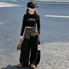Conjunto Infantil Estampa de Leopardo 2026 Novidades de Outono Crianças de Tamanho Médio e Grande Camiseta com Letras Blusa de Manga Longa Calça de Fralda Calça Cargo Roupa de Performance
