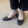 Em Estoque 2026 Novas Sandálias Elegantes de Salto Grosso Estilo Coreano de Salto Alto para Mulheres, Versáteis para Uso Externo no Verão, Sapatos Femininos com Biqueira Fechada e Costas Abertas