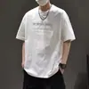 Top de manga corta para hombre Estampado de letras Versátil Juvenil Casual Americano Moderno Holgado Manga corta Nueva Camiseta Verano