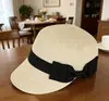 Gorra popular de paja negra con lazo para primavera y verano para mujeres, playa, costa, vacaciones, ecuestre, protección solar, sombrero para el sol