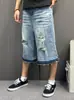 Pantalones vaqueros cropped rectos de moda, nuevos, lavados, desgastados, rotos, unisex, versátiles, de corte holgado, pantalones de pierna ancha que estilizan