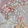 Pegatinas populares para uñas estilo ballet, estilo ins, lazo de encaje dulce, fresa en relieve, accesorios de uñas portátiles para bricolaje