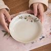 Mesa de Hielo Maceta Flor de Camelia Pintada a Mano Rodamiento Nube Colorida Bajo Esmalte Placa de Burbujas Secas Shu Plato Cerámico para el Hogar Rodamiento de Maceta Mesa de Burbujas Secas