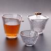 Tazón Cubierto de Rima de Bambú de Vidrio Juego de Té Kung Fu Taza de Té Sicai Traje de Cubierta de Té Tazón de Té Individual Engrosado Resistente al Calor