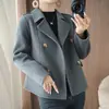 Nuevo Estilo Otoño e Invierno 2026 Abrigo Corto Doble Cara 100% Lana Pura para Mujer, Doble Botonadura, Gama Alta, Lujo Ligero, Chaqueta Cardigan Suave
