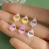 Dulces Nuevos Pendientes de Resina con Forma de Flor para Ventana de Mariposa Estilo Chino Color de Contraste Frescos Lindos Suaves Corona Pendientes Versátiles para Agujeros de Oreja