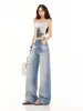 Jeans Rasgados para Mujer, Pantalones de Pierna Ancha de Cintura Alta para Otoño, Pantalones Sueltos Adelgazantes, Jeans de Pierna Ancha para Mujer de Otoño, Pantalones Rasgados