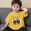 Camiseta Base Infantil de Algodão Puro, Manga Curta, Gola Redonda, Estilo Coreano, Soltinha e Fina para Meninos, com Estampa Estilosa