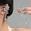 Super Brillante Novia Boda Flor Completo Diamante Gota de Agua Ear Cuff Elegante Moda Exquisito Dulce Versátil Clip para Oreja Sin Perforar
