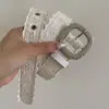 Cinturón Nuevo con Hebilla Cuadrada de Diamante y Ribete de Encaje, Cinturón de Cuero Casual Versátil de Moda, Cinturón de Accesorio de Nicho