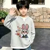 Suéter Básico Waffle Knit Estilo Coreano Primavera e Outono Falso Duas Peças para Crianças Médias e Grandes Bebê Casual Versátil
