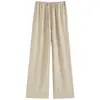 Pantalones de Lino Seda Hielo de Pierna Ancha para Mujer, Estilo Delgado de Verano, Transpirables de Lyocell Tencel, Adelgazantes, con Caída, Pantalones Casuales Estilo Old Money