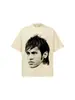 Camiseta de Manga Corta para Hombre Estilo Americano Peso Pesado Hombro Caído Estampado Directo con Tinta Blanca Retrato de Neymar Silueta Nueva Primavera/Verano 2026