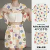 Pijama de Verano con Almohadillas para el Pecho para Mujer, Delgado de Celebridad de Internet de Manga Corta y Pantalones Cortos, Dibujos Animados Lindo Popular para Estudiante Femenina Ropa de Casa