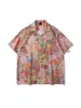 Camisa Floral Masculina de Manga Curta para Verão Estilo Férias na Praia Luxo Leve Elegante Manga Curta Camisa de Colarinho Cubano para Casal