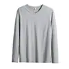 Camada Base de Outono Cor Sólida Gola V Manga Longa Fina Masculina Tamanho Grande Solta Camiseta 100% Algodão Atacado do Fabricante