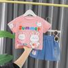 Roupas Infantis Meninos Bebê 1-2 Anos Roupas Estilo Western para Meninos Verão Infantil Popular na Internet Manga Curta Conjunto de Duas Peças para Meninas 3 Tendências