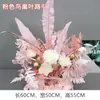 Arreglo floral de piso para boda, decoración de fila de flores rosas, flores de boda, flores artificiales, decoración de pasillo, ambientación, arte floral de escenario T