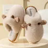 Pantuflas de algodón esponjosas tipo gato para hombre, nuevo modelo de invierno 2026, pantuflas de algodón cálidas de felpa antideslizantes para interiores en casa, para parejas, para mujer