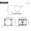 Soporte plano tipo C para terminal de vehículo de ingeniería, cabeza de bola de 1,5 pulgadas, estándar AMPS, base cuadrada con espaciado de agujeros de 30x38