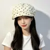 Nuevo Boina de Lunares Nube Estilo Coreano para Mujer, Primavera y Verano, Circunferencia de Cabeza Grande, Sombrero de Artista Versátil Retro, Sombrero Octogonal Adelgazante