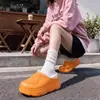 Pantuflas de color liso, impermeables, de punta cerrada para mujer, nueva colección otoño/invierno 2026, moda para exteriores, forradas de felpa, con suela gruesa y antideslizantes, de algodón