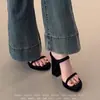 Sandálias Pretas de Plataforma Impermeáveis com Salto Grosso e Alto para Mulheres, Sandálias de Tira Única Estilo Francês, Sandálias Elegantes e Deslumbrantes