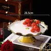Plato de Fruta de Lujo Ligero al por Mayor Transfronterizo, Bandeja Giratoria de Exhibición de Pasteles de Postre de Múltiples Capas, Plato de Fruta Giratorio de Cerámica Galvanizada