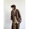 Outono e Inverno Estilo Japonês Estilo de Hong Kong Vintage Maillard Lã de Botão Único Casaco de Lã Unissex Solto Casual Casaco de Lã Jaqueta