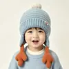 Nuevo gorro de invierno para niños estilo japonés y coreano, gorro de punto lindo y cálido, unisex, versátil para usar al aire libre, y proporciona calor contra el frío