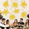 Banner de Año Nuevo brillante transfronterizo FELIZ AÑO NUEVO, fuegos artificiales, estrellas, decoraciones en espiral para fiesta de Nochevieja