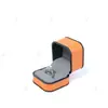 Caja de joyería para anillo de alta gama Emma con borde naranja y negro, pulsera de estilo de lujo ligero, caja de regalo para embalaje de collar, estilo moderno