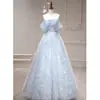 Vestido de Noite Elegante para Mulheres, Estilo Azul de Alta Qualidade Fora do Ombro, Adequado para Uso Diário, Anfitriã, Aniversário, Estilo Nicho Francês, Formatura