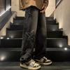 Jeans de Estrella de Cinco Puntas Estilo Hong Kong Marca Trendy para Hombre Sueltos Rectos Pierna Ancha Casual Estilo Coreano Pantalones de Mezclilla Venta Directa de Fábrica