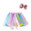 Saia Tutu de Tela, Saia Tutu Meio-Comprimento Princesa para Meninas, Acompanha Tiara de Laço, Saia Curta para Apresentação de Vestido de Bebê