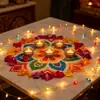 Exclusivamente para Ventas Transfronterizas: Portavelas Huecos de Hierro para Diwali, Portavelas de Proyección de Lujo Ligero, Adornos de Decoración de Atmósfera para Diwali