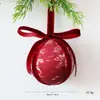 Bola de Navidad de tela transfronteriza de 8 cm, bola envuelta, decoración para árbol de Navidad, adorno navideño con lazo para crear ambiente, pequeño adorno colgante