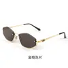 Óculos de Sol Moda Xiaohongshu Estilo Igual Metal Meio Aro Formato Losango para Mulheres, Óculos de Sol de Alta Qualidade com Proteção UV