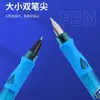 Set de Pluma Fuente Térmicamente Borrable para Estudiantes de Primaria, Pluma Fuente con Cartucho de Tinta Fácil de Borrar, Pluma Fuente Correctora de Postura, Azul Cristalino, Viene con un Humectante para Plumas