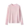 Lujo silencioso, suave y liso, 30% cachemira, suéter de lana de punto trenzado retro sin costuras, color liso, cuello redondo