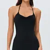 Top de tirantes finos cruzados con cuello halter para mujer, con almohadillas extraíbles en el pecho, corte ajustado, espalda hermosa, camisola deportiva, ropa para Pilates y fitness